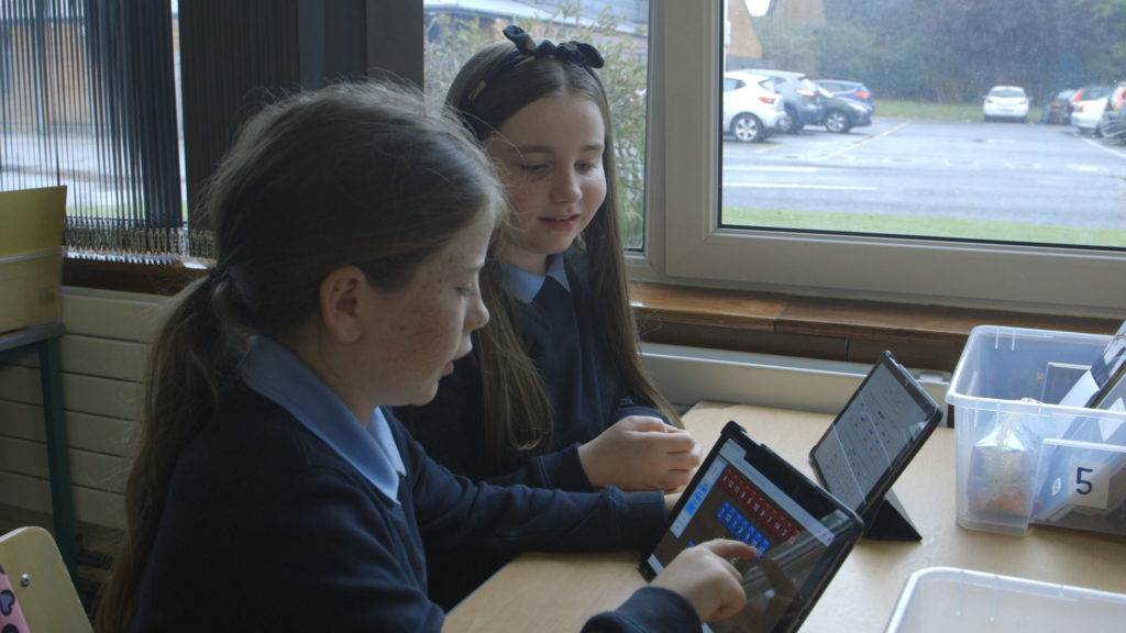 Children from St. Anne Primary School in Fettercairn  enjoying their maths game