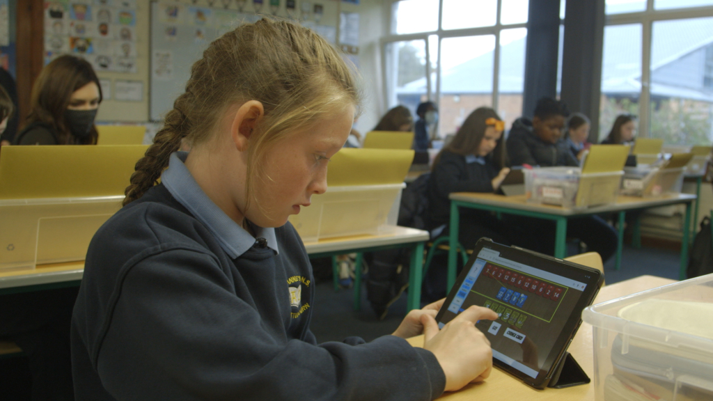 Children from St. Anne Primary School in Fettercairn  enjoying their maths game